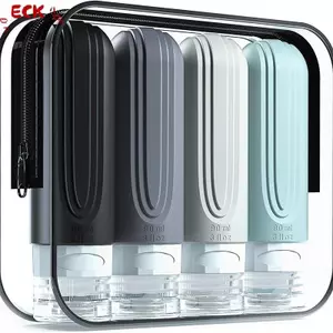 ECK 90ml / bộ Silicone Du Lịch Mỹ Phẩm Chai Rỗng Bóp Hộp Đựng Chống Rò Rỉ Chai Đổ Lại Cho Dầu Gội Dầu Xả Lotion HOT
