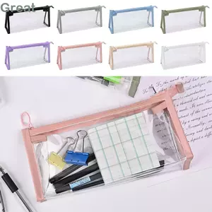 Bút chì hình tam giác TUYỆT VỜI, Túi đựng bút chì trong suốt dung tích lớn, Đồ dùng học tập văn phòng có dây kéo Túi lưu trữ PVC cho trẻ em