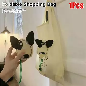 AWNGD 1 Túi mua sắm có thể gập lại, có khóa treo Túi đeo vai du lịch bằng Nylon, Túi lưu trữ gấp có thể gập lại hoạt hình dung tích lớn