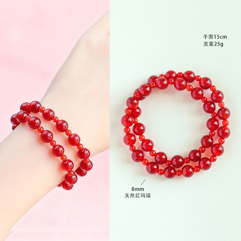 Vòng tay nữ vòng tròn đôi mã não đỏ tự nhiên