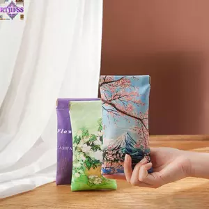 Túi đựng kính mắt RTJIFSS, Tranh sơn dầu Tự động đóng kính râm, Vỏ mềm sáng tạo Da PU chống thấm nước Kính râm bảo vệ Feamle