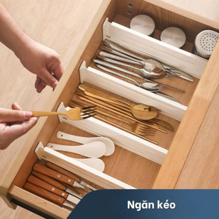 Tấm Vách Ngăn Nhựa Chia Ngăn Tủ MAISON Điều Chỉnh Kích Thước, Thanh Chắn Ngăn Kéo Tủ Bếp Kèm Đệm Chống Xước