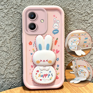 Ốp Lưng Cho OPPO a3x A5i a40 a40m a20 4g a3 pro 5g 2024 Vỏ Điện Thoại Vỏ Mềm Chống Sốc Vỏ Gương Thẩm Mỹ Mới Có Giá Đỡ 360° Xoay thỏ dễ thương màu hồng cho bé gái JTXCEZJ3