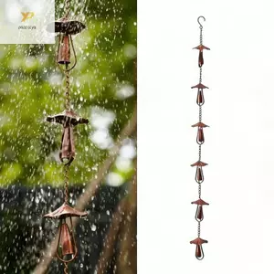 PPY Sắt Nấm Mưa Dây Xích Thủ Công Kim Loại Mưa Diverter Cho Gutters Trang Trí Ngoài Trời Dây Xích Mưa Thay Thế Cho D