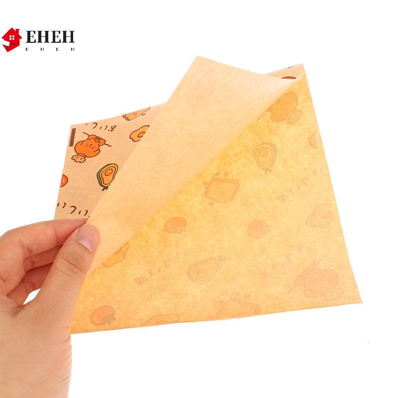 [EHEH] 50 Cái Hoạt Hình Dễ Thương Giấy Sáp Vuông Sandwiches Burgers Khoai Tây Chiên Bọc Túi Giấy Wd Giấy Nướng Thực Phẩm Túi Đựng VN