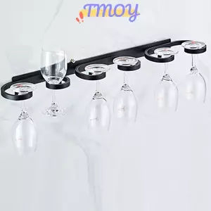 TMOY Giá đỡ ly rượu vang treo tường Không gian Nhôm sáng tạo Cốc lưu trữ Ra Bar Nhà hàng Hộ gia đình Giá đỡ ly rượu vang không đục lỗ TMOY
