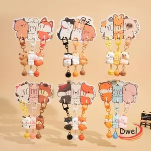 DWEL 3 Bộ Móc Khóa Động Vật, Nhựa Mini Từ Snap Móc Khóa, Quyến Rũ Hoạt Hình Từ Móc Khóa Bộ Quà Tặng
