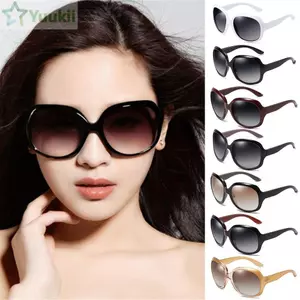 Kính râm cỡ lớn YUUKII, Kính râm tròn chống tia cực tím ống kính Gradient, Kính râm nữ khung hình elip nhẹ cổ điển Du lịch ngoài trời