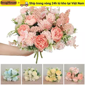 SNUGHOUSE Bó hoa nhân tạo DIY Trang trí nội thất Lễ hội Đồ dùng hoa mẫu đơn giả Hydrangea
