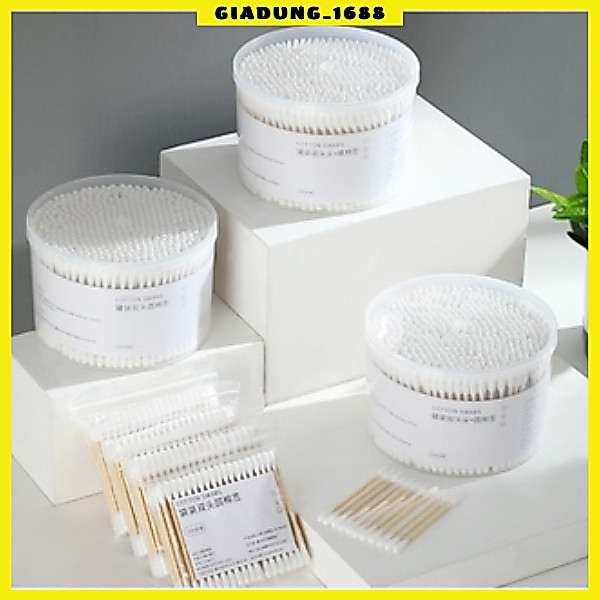 Hộp 500 tăm bông ngoáy tai 2 đầu kháng khuẩn thân gỗ (   hot)