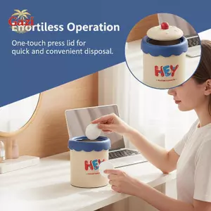 Thùng rác để bàn có nắp 5L Thiết kế dễ thương cho văn phòng tại nhà Hộp đựng đồ để bàn Thùng rác Mini có tay cầm [VN]