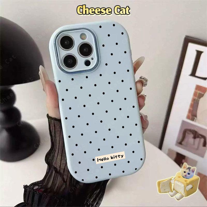 ins Ốp điện thoại toàn màn hình chấm đen có dây buộc cho iPhone 15 14 13 12 11 16 17 Pro Max Xs Max XR 7 8 Plus