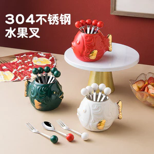 304 Nĩa Trái Cây Bằng Thép Không Gỉ Giá Trị Cao Nĩa Trái Cây Chèn Đánh Dấu Bánh Nĩa Cảm Giác Bộ Bảo Quản Món Tráng Miệng KYKZ