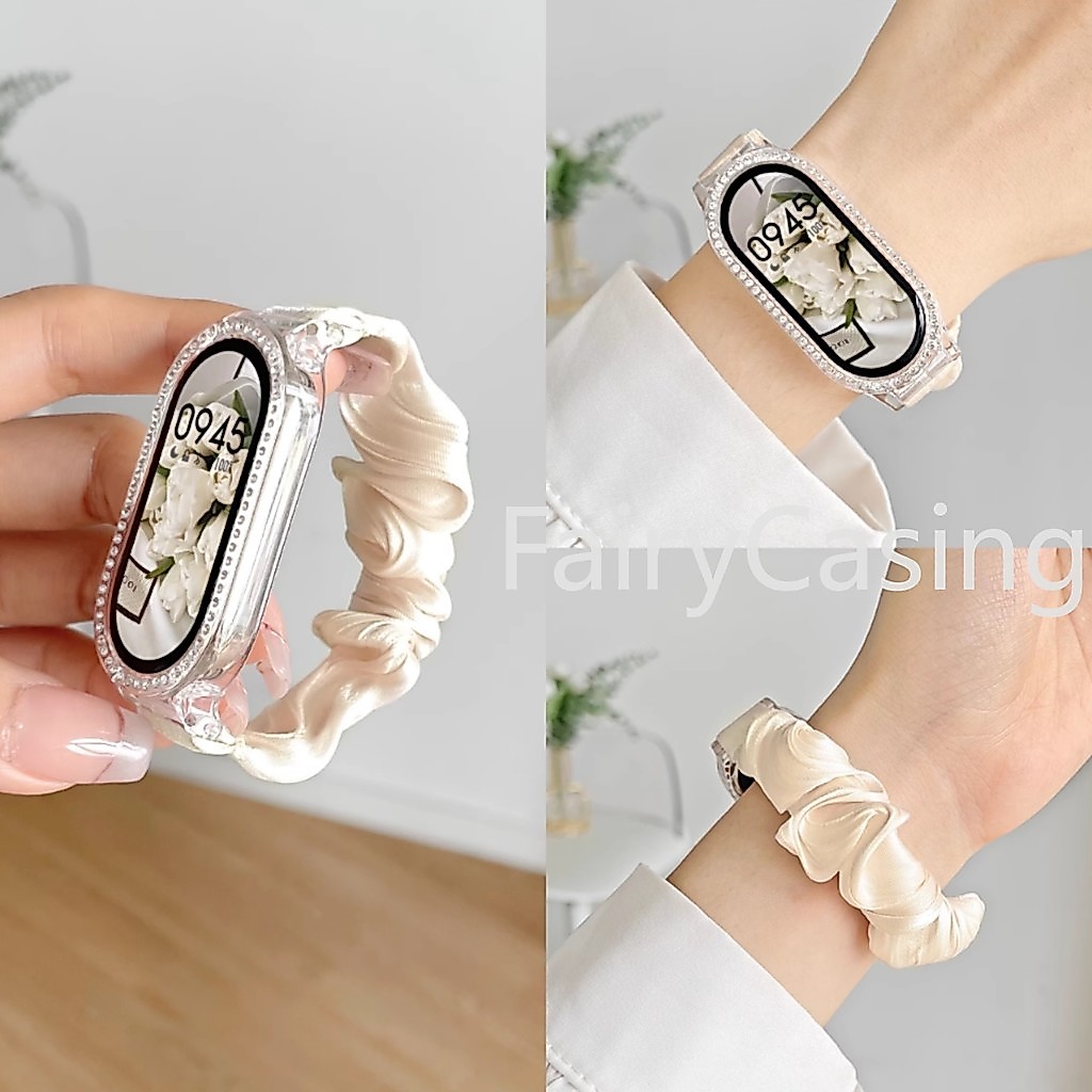 Vòng đeo tay dây đeo đồng hồ Nylon phổ biến cho Xiaomi Mi Band 10 8 9 NFC Vải mềm đàn hồi Scrunchie Dây đeo cổ tay thay thế