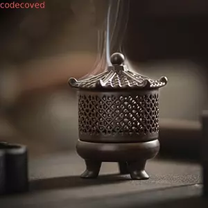 Lò đốt hương COCODECOVED, Bếp gỗ đàn hương bằng gốm sứ cổ điển, Phong cách cổ điển có nắp Hộp đựng hương liệu sáng tạo Phòng thu Yoga
