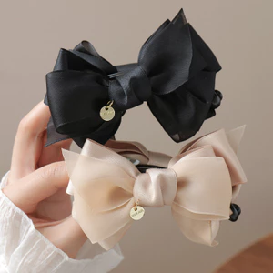 Satin Nơ Chuối Kẹp Mùa Hè Cao Đuôi Ngựa Tóc Kẹp Tóc Mát Phụ Kiện Tóc