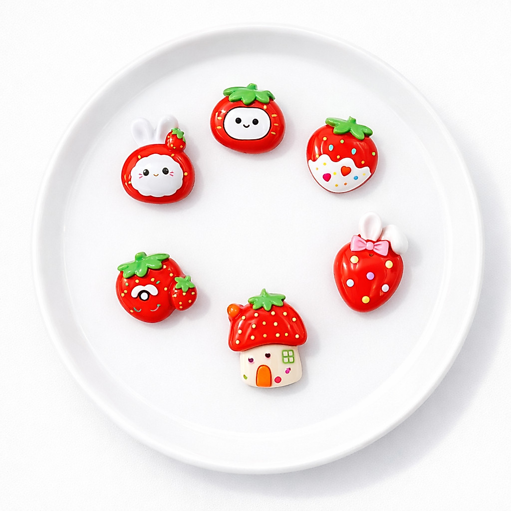 Set Charm  Dâu Tây Ngọt Ngào Cute Kawaii Trang Trí Dép Túi Phụ Kiện Xinh Xắn Vườn Dâu Cổ Tích Mini Dễ Thương Hot Trend