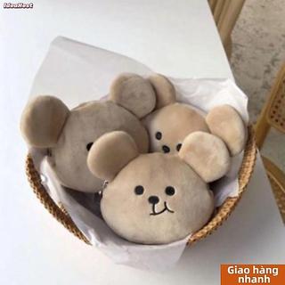 Ví IDEANEST, Ví đựng tiền xu siêu nhỏ có dây kéo, Túi đựng tai nghe hoạt hình gấu sang trọng dễ thương cho trẻ em