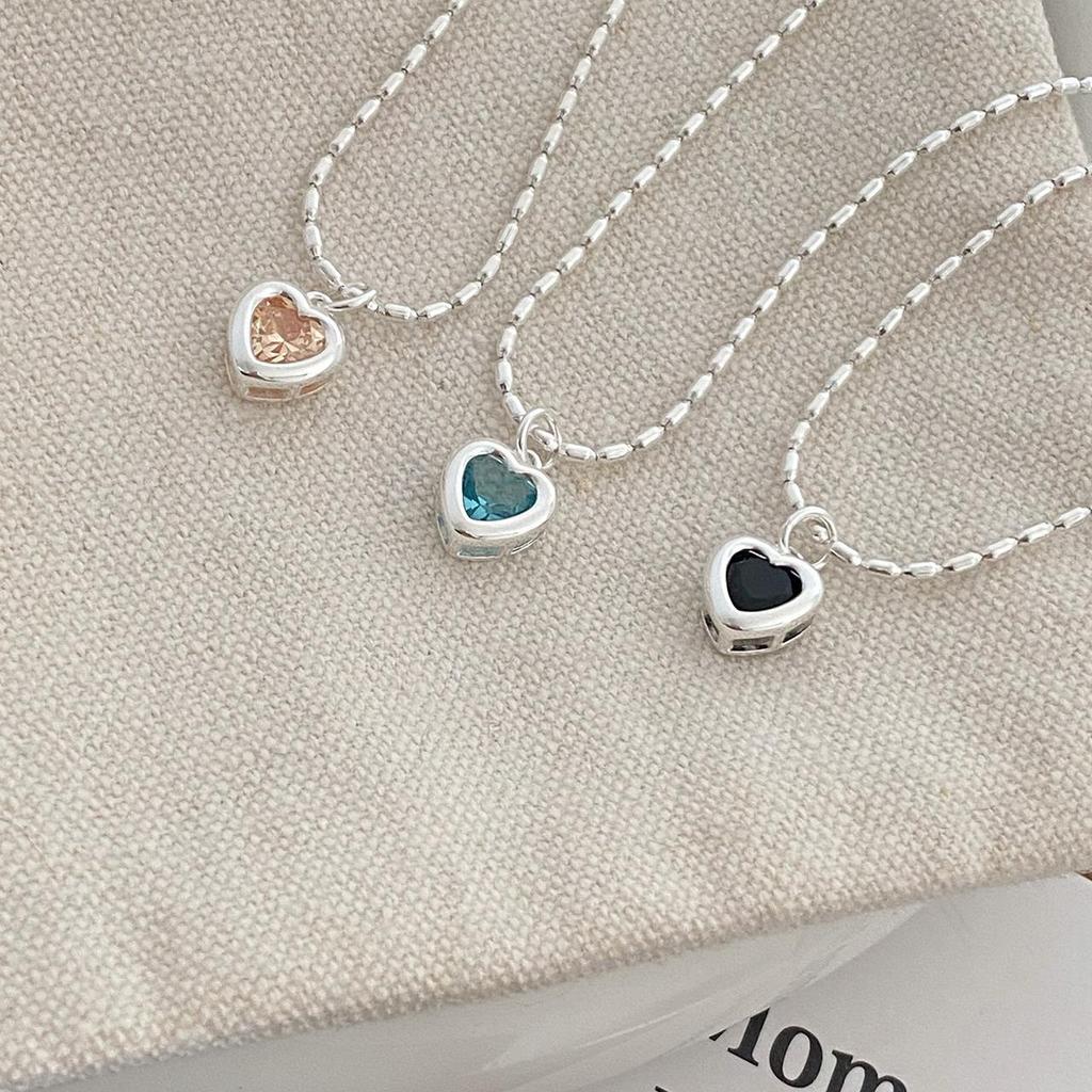 Vòng cổ trái tim pha lê đơn giản bạc s925