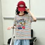 Bé Gái Retro Sọc In Hình Áo Thun Ngắn Tay Mùa Hè Phong Cách Mới Trẻ Em Áo Thường Ngày