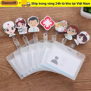 ESSENCEH ID Huy Hiệu Chủ Thẻ Tên Hoạt Hình Kẹp Kim Loại Thẻ Làm Việc Kinh Doanh Có Thể Thu Vào