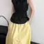 Áo Vest không tay xoắn màu xanh Pháp có dây buộc eo hẹp Tính khí nhẹ nhàng Trưởng thành Dopamine Mùa hè Slimer Look Top
