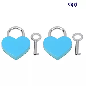 CQCJ 2 chiếc Ổ khóa kim loại, Kích thước 30x39mm có chìa khóa Ổ khóa hình trái tim, 2 bộ đầy màu sắc Khóa móc tình yêu cho những dịp lãng mạn