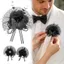 AWNGD Cổ Tay Corsage, Màu Đen Ruy Băng Hoa Hồng Corsage, Vải tuyn Lưới Thiết Kế Mặc Vải Hoa Trang Phục Xò Trang Trí Bướm