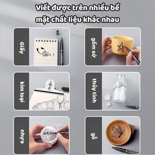 Bút Đánh Dấu Bút Lông Dầu 2 Đầu Ngòi 0.5Mm/1.0Mm Mực Nước Đen/Đỏ/Xanh Siêu Nhanh Khô Để Vẽ
