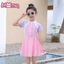 Đồ bơi thể thao thoáng khí thân thiện với da dành cho trẻ em, đồ bơi kiểu váy một mảnh màu dành cho bé gái