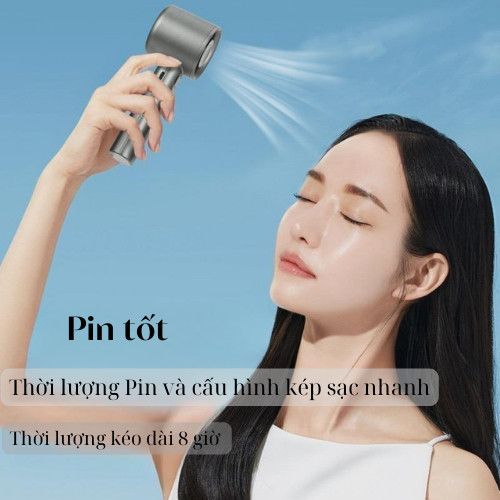 （​Giá đặc biệt​）Quạt Cầm Tay Mini Deladep Làm Mát Nhanh Với 120 Mức Gió, Màn Hình LCD Hiển Thị Tốc Độ Gió, Sạc Nhanh