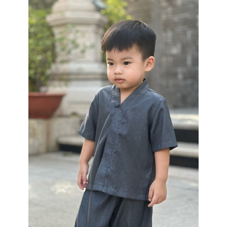 set đồ bé trai linen, mẫu bà lai, pháp phục bé đi chùa
