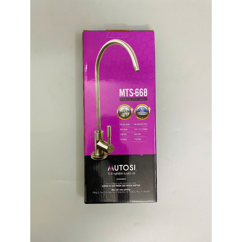 Vòi Máy Lọc Nước Mutosi Inox 304 Chống Gỉ, Cắm Nhanh Đầy Đủ Phụ Kiện Dùng Cho Máy Lọc Nước RO