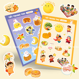 Bộ Sticker Tết Trung Thu Dễ Thương Cho Bé-Tem Decal Chống Nước Dán Điện Thoại,LapTop Mừng Trung Thu Đoàn Viên ANGIHOME