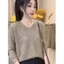 Áo len nữ mùa thu cổ chữ V dài tay thời trang, dệt kim