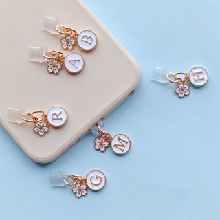 1 Điện Thoại Di Động Chống Bụi Cắm Trắng Hoa Anh Đào Chữ Cái Tiếng Anh A-Z Mặt Dây Chuyền Trang Trí Điện Thoại Di Động