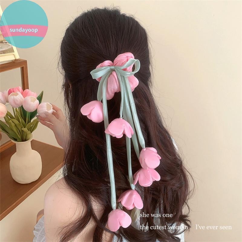 SUND Lily Of The Valley & Hoa Hồng - Cà Vạt Tóc Họa Tiết Hoa Với Dây Kéo Dài - Phụ Kiện Tóc Ethereal Cho Nữ