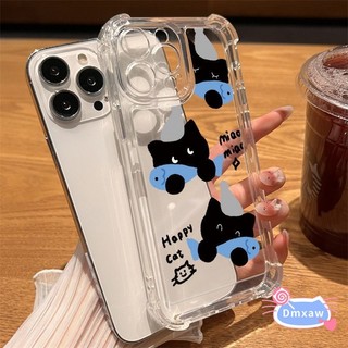 Ốp Điện Thoại Cá Mèo Đen Dễ Thương Cho iQOO 13 12 11 11S 10 9 8 7 5 3 Neo 10 9 9s 8 7 5 Pro SE 3 5G 4G Vỏ Trong Suốt Phim Hoạt Hình Bốn Cánh Mềm Chống Rơi Ốp Lưng