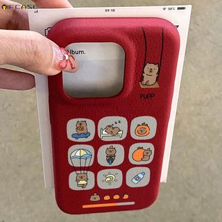 Dành Cho Xiaomi 17 Poco X8 F8 Pro Max Ultra F7 PocoX8ProMax Ốp Điện Thoại Capybara Dễ Thương Cuộc Sống Hàng Ngày Màu Cam Phim Hoạt Hình Ngộ nghĩnh Da PU Kết Cấu Vải Lanchee Vỏ Mềm Ốp Lưng