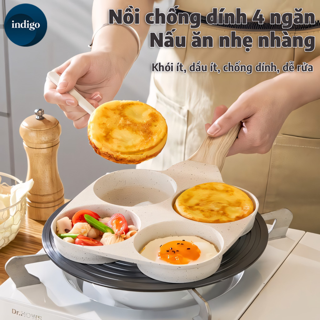 Chảo ngăn chống dính 4 ngăn,Mini Khuôn Chảo Chiên Rán,nồi rán đa năng ...