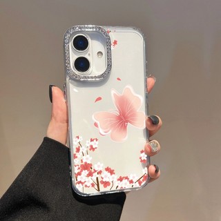 Ốp Điện Thoại Kim Cương Hoa Bướm Hồng Bling Cho OPPO Reno 14 13 12 11 10 8 7 6 5 Pro Reno 14F 13F 12F 11F 8T 4 4G 5G Ốp Lưng Mềm Chống Sốc Trong Suốt