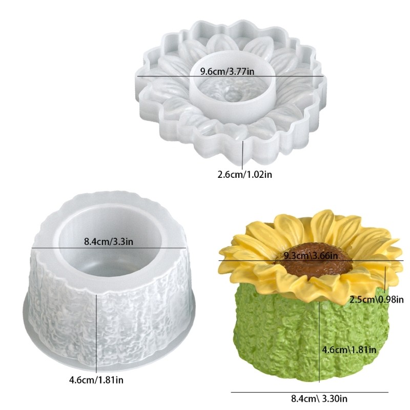 Mặt Trăng Hoa Hướng Dương Silicone Handmade - Khuôn Tạo Đồ Nhựa Trang Sức và Giá Đỡ Trang trí