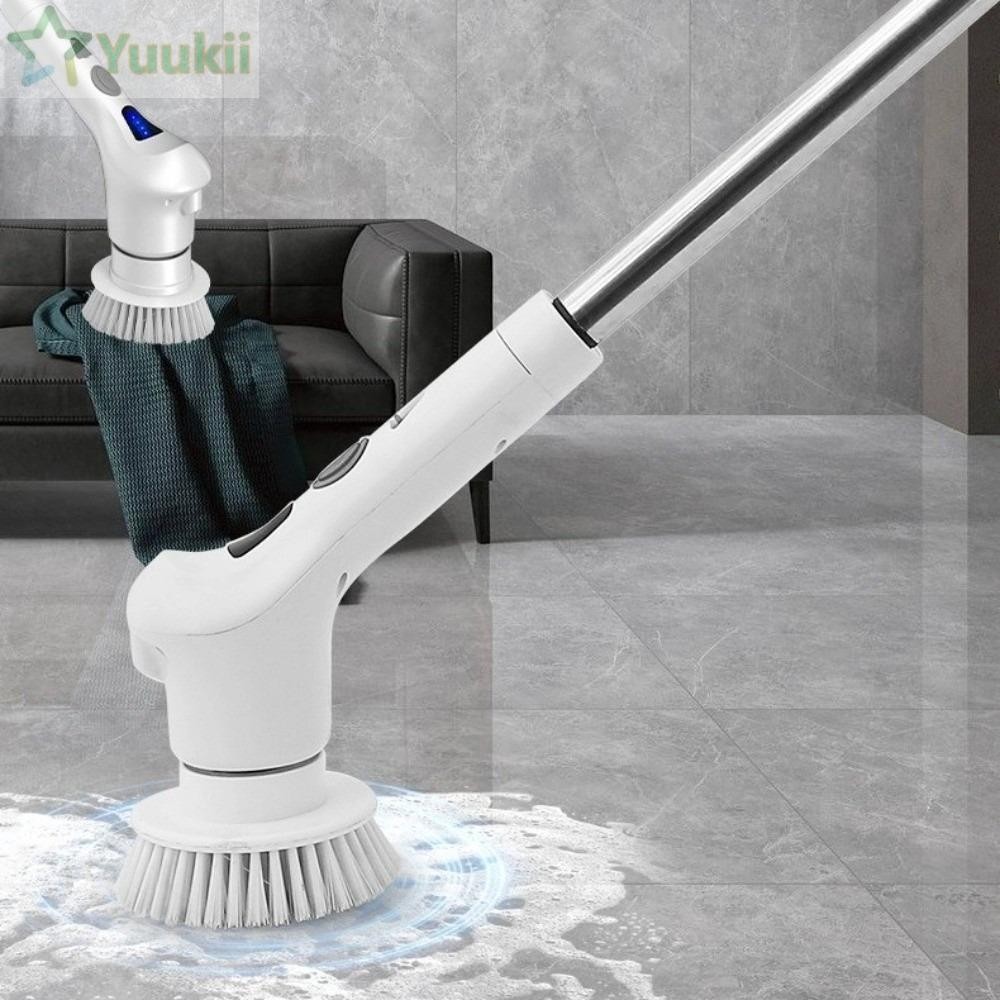 Bàn chải làm sạch điện YUUKII, Mua 1 lấy 9 Máy chà sàn quay điện cầm tay, Bàn chải làm sạch sàn LED đa chức năng không dây chất lượng Nhà bếp