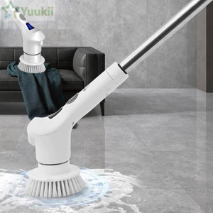 Bàn chải làm sạch điện YUUKII, Mua 1 lấy 9 Máy chà sàn quay điện cầm tay, Bàn chải làm sạch sàn LED đa chức năng không dây chất lượng Nhà bếp