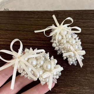 Kẹp Tóc Phong Cách Pháp Ngọt Ngào, Ngọc Trai Giả & Nơ Ruy Băng Thanh Lịch
