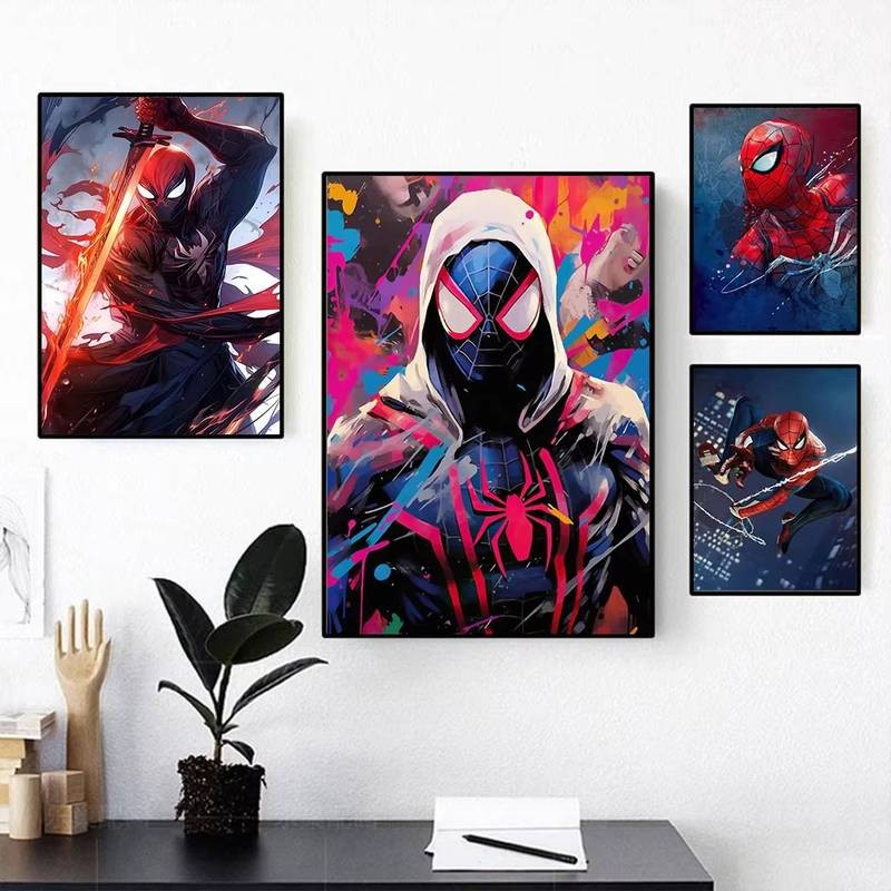 Marvel Siêu Anh Hùng Người Nhện Hoạt Hình Treo Tường Nghệ Thuật Poster Canvas Tranh Phòng Khách Trang Trí Nhà Giấy Dán Tường Quà Tặng