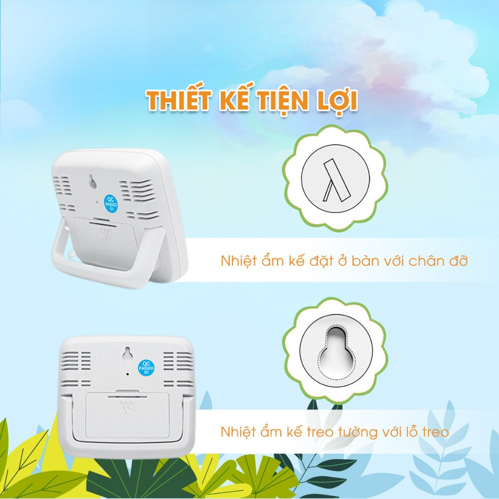 Nhiệt kế 3 trong 1: đo nhiệt độ, độ ẩm phòng ngủ | An toàn cho bé, chính xác & tiện dùng