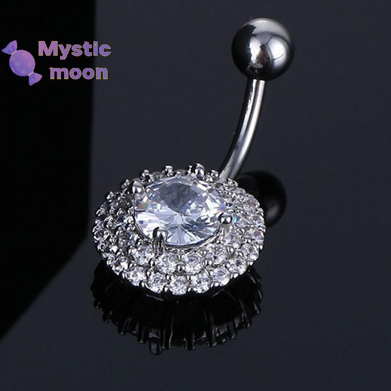 Nhẫn rốn pierce hoa zircon bằng thép không gỉ - Kích cỡ 60-100mm (Mới)