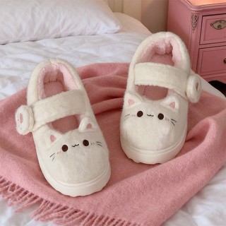 XIXITIAO Mary Jane Giày Cotton Thời Trang Nữ Mùa Đông Ấm Áp Mèo Con