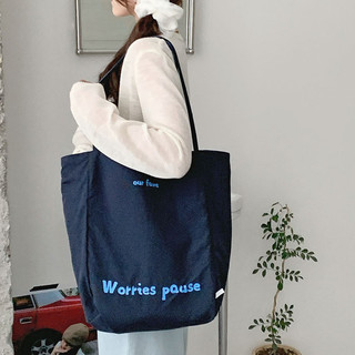 2026 Mới Tote Đeo Vai Thường Ngày Túi Dung Tích Lớn Denim Vải Thêu Hai Mặt